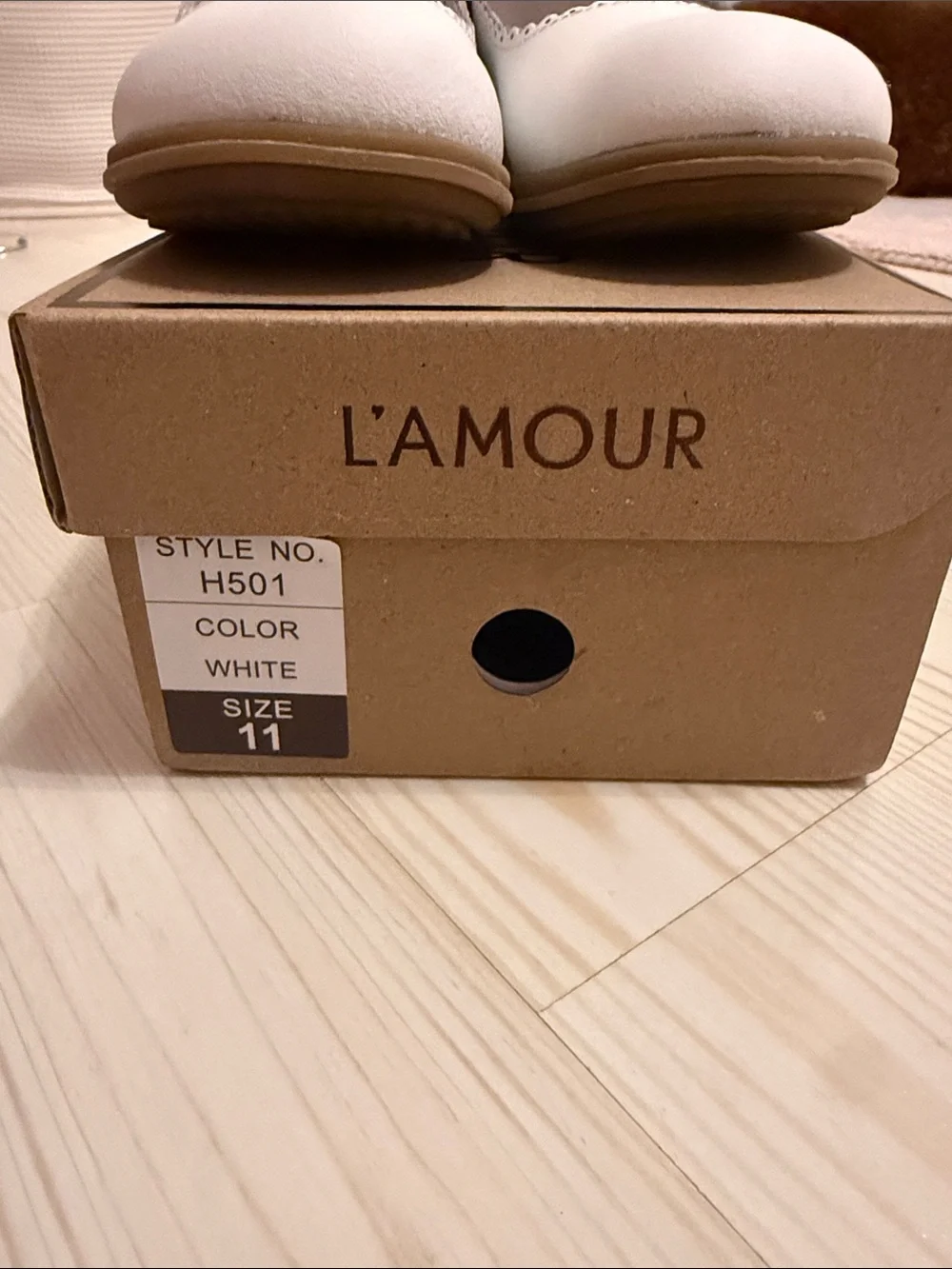 L'Amour White Mary Jane Kids Dress Shoes